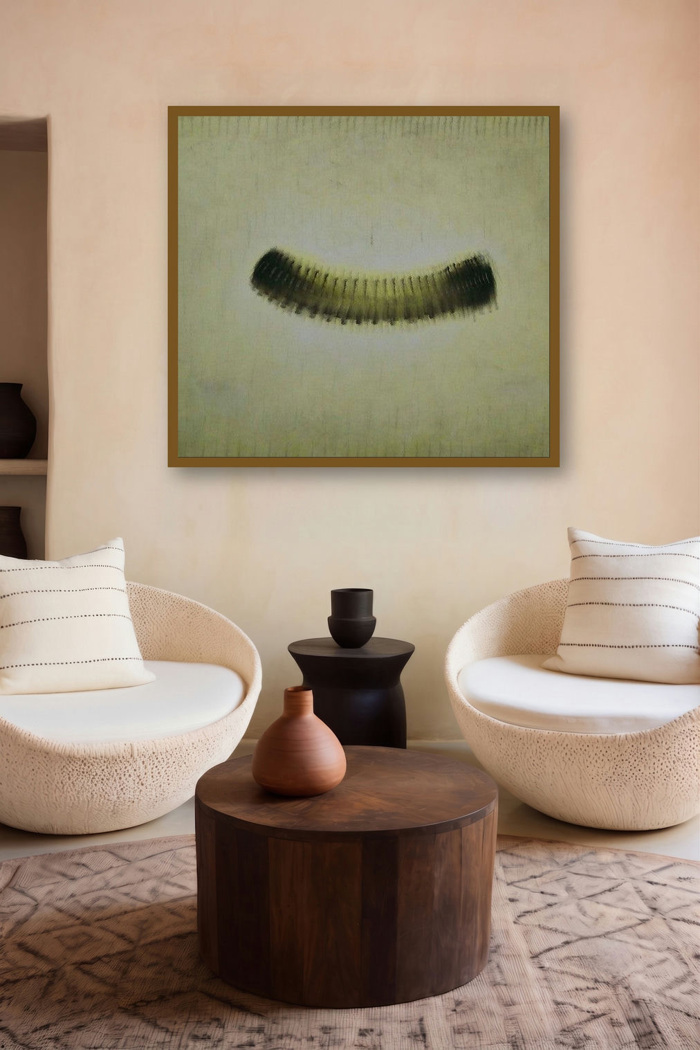 Untitled 2 (The Caterpillar's Journey) by artist Promod Gaikwad displayed in a Museum Style gallery
