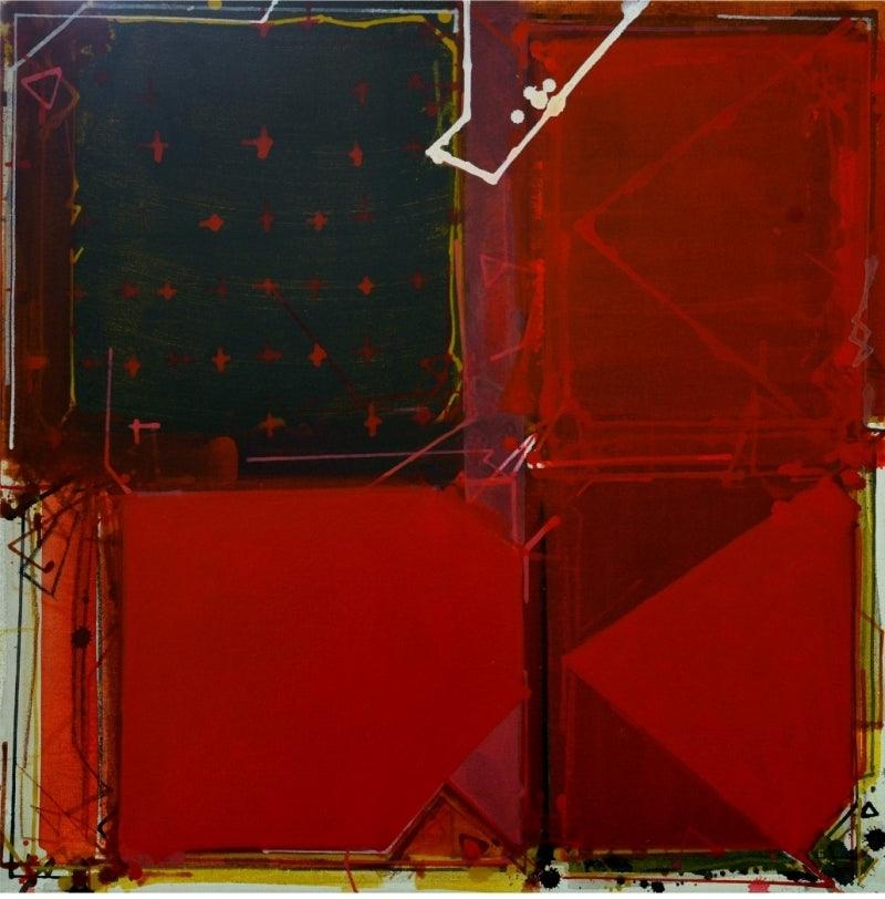 Abstract acrylic painting titled 'Untitled 2', 30x30 inches, by artist Santosh Rathod on Canvas