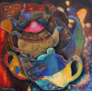 Still-life acrylic painting titled 'Untitled 2', 24x24 inches, by artist Sangeeta Singh on Canvas