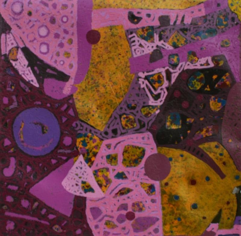 Abstract mixed media painting titled 'Untitled 2', 18x18 inches, by artist Pankaj Kumar Singh on Canvas