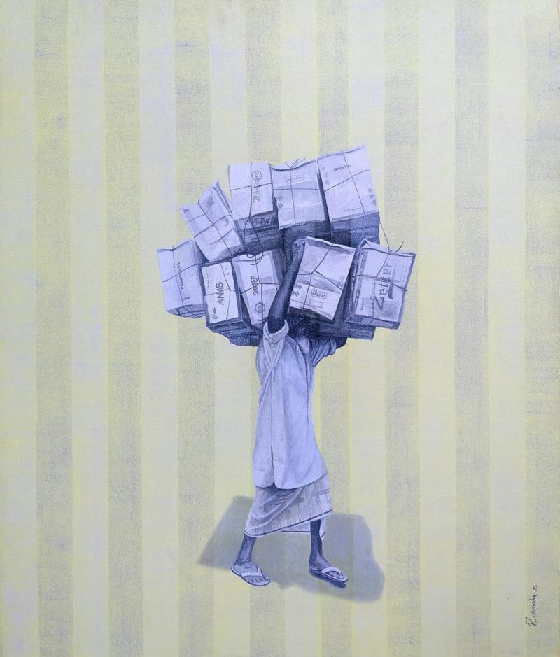 Figurative acrylic painting titled 'Untitled 2', 36x30 inches, by artist Kamlesh Chavda on Canvas