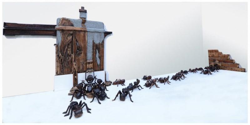 Lifestyle sculpture titled 'Untitled 2', 100x402x54 inches, by artist Indira Ghosh on wood, metal, fibreglass