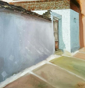 Landscape acrylic painting titled 'Untitled 2', 24x24 inches, by artist Rajashree Sutar on Canvas