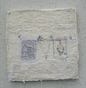 Untitled 2 (Layered Memories) by Smriti Dixit, Original Canvas Contemporary Painting on Canvas, Small Square Wall Art