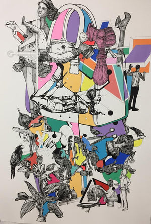 Untitled 2 (A World Within) by George Martin, Original Mixed Media Contemporary Painting on Acid Free Paper, Medium Vertical Wall Art