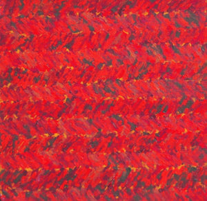 Untitled 2 (Crimson Rhythm) by Anil Tagad, Original Oil Abstract Painting on Canvas, X-Small Square Wall Art