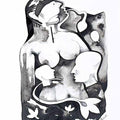 Figurative ink charcoal drawing titled 'Untitled 2', 15x11 inches, by artist Milan Desai on paper