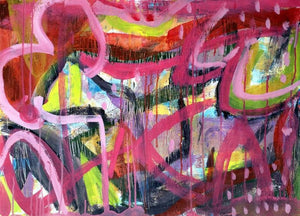 Abstract acrylic painting titled 'Untitled 2', 22x30 inches, by artist Heena Shaikh on Handmade Paper