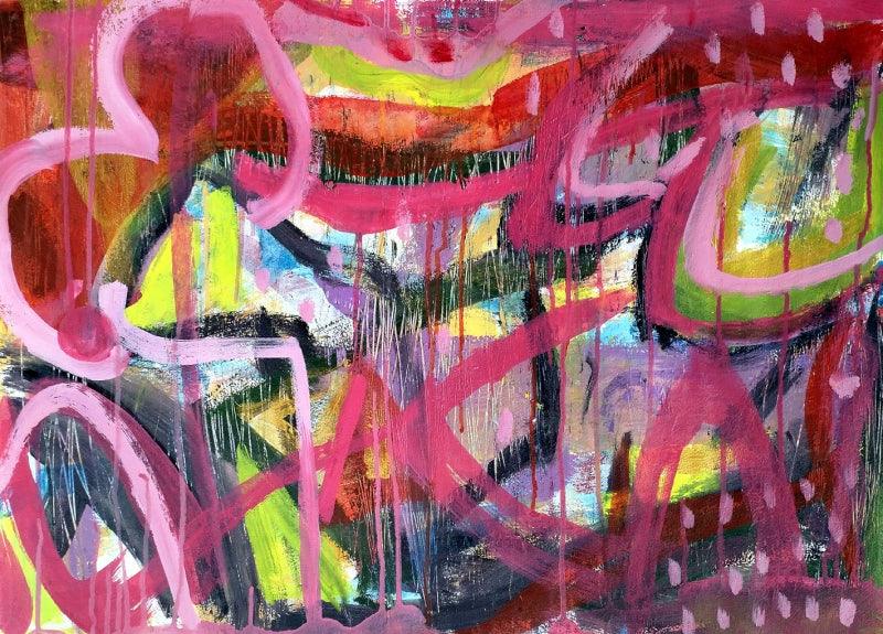 Abstract acrylic painting titled 'Untitled 2', 22x30 inches, by artist Heena Shaikh on Handmade Paper