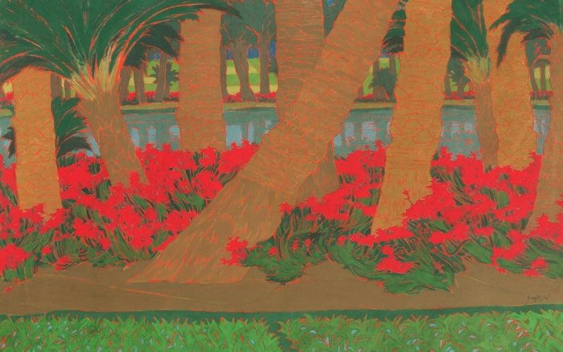 Nature tempera painting titled 'Untitled 2', 20x30 inches, by artist Sujit Das on Cloth