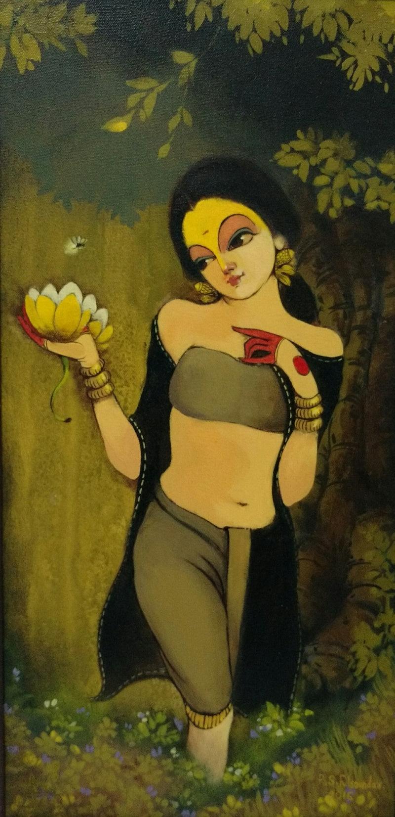 Figurative acrylic painting titled 'Untitled 2', 18x12 inches, by artist Renuka Fulsoundar on Canvas