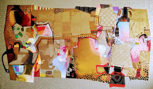 Abstract oil painting titled 'Untitled 2', 36x60 inches, by artist Bhaurao Bodade on Canvas