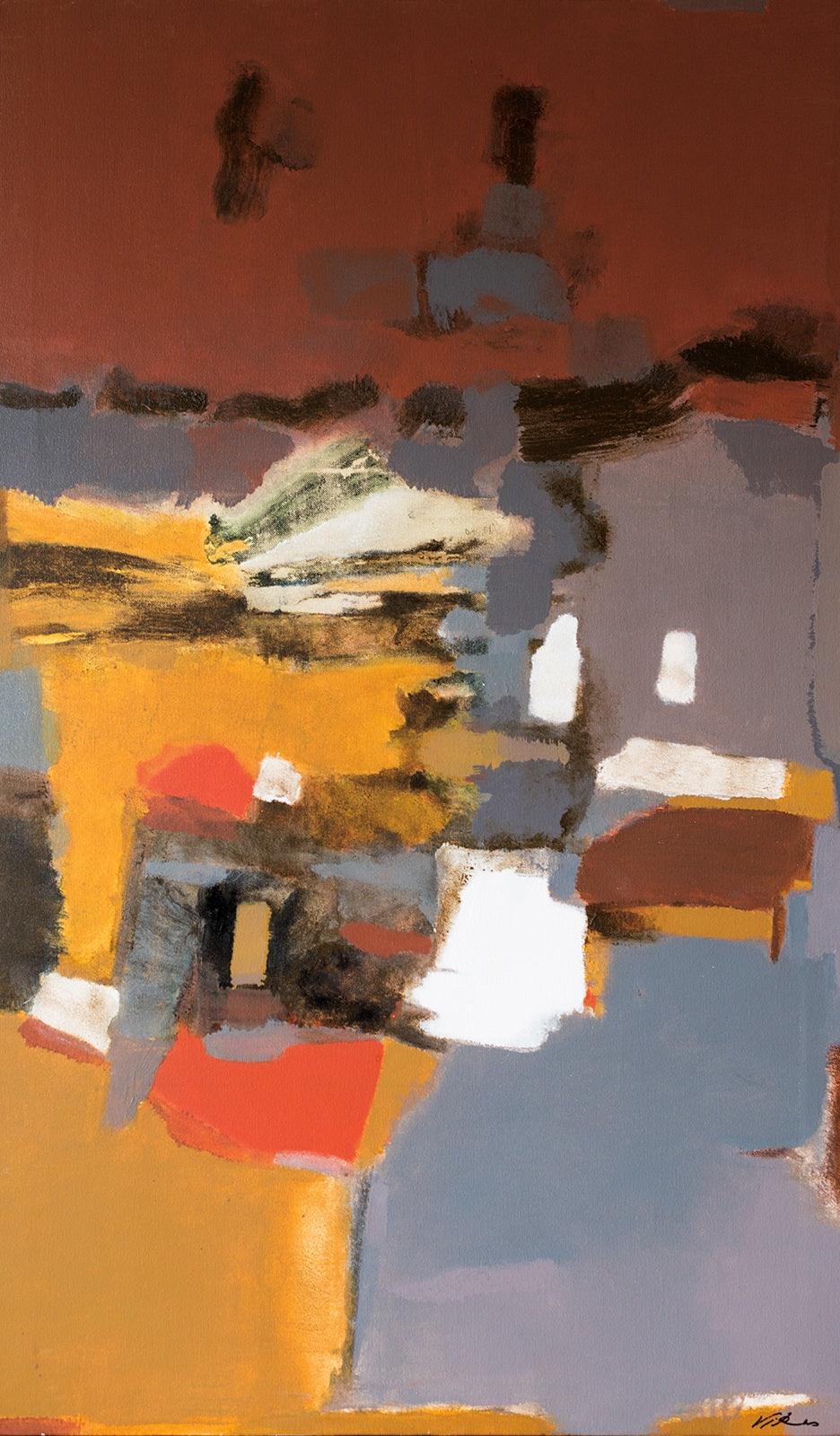 Abstract acrylic painting titled 'Untitled 2', 54x32 inches, by artist Vikas Malhara on Canvas