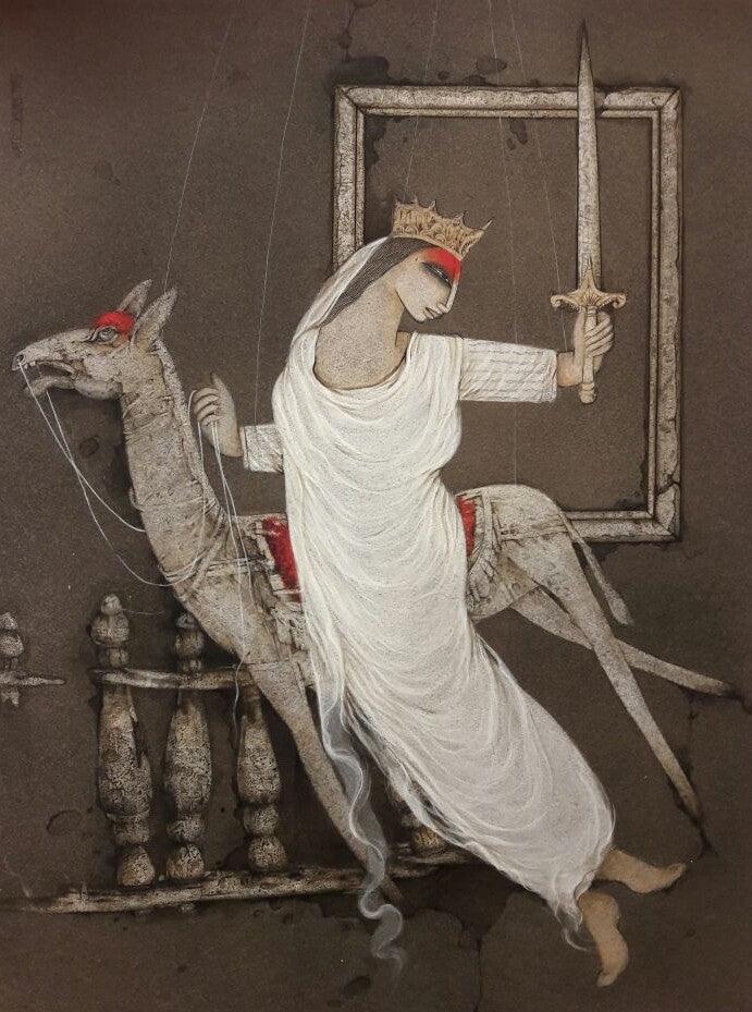 Figurative acrylic painting titled 'Untitled 2', 48x36 inches, by artist Mintu Mallick on Canvas