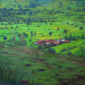 Nature oil painting titled 'Untitled 2', 24x24 inches, by artist Sachin Sawant on Canvas