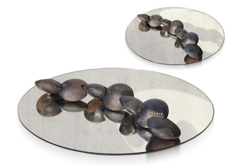 Abstract sculpture titled 'Untitled 2', 32x32x6 inches, by artist Souvik Das on Ceramic