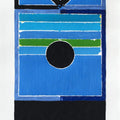 Abstract serigraphs painting titled 'Untitled 2', 40x15 inches, by artist S. H. Raza on Paper