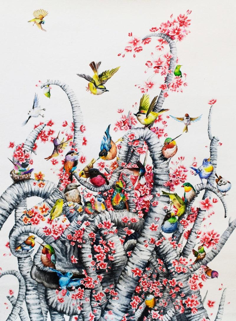 Nature watercolor painting titled 'Untitled 2', 30x24 inches, by artist Bikash Pradhan on Paper