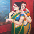 Figurative acrylic painting titled 'Untitled 2', 24x24 inches, by artist Gautam Mukherjee on Canvas