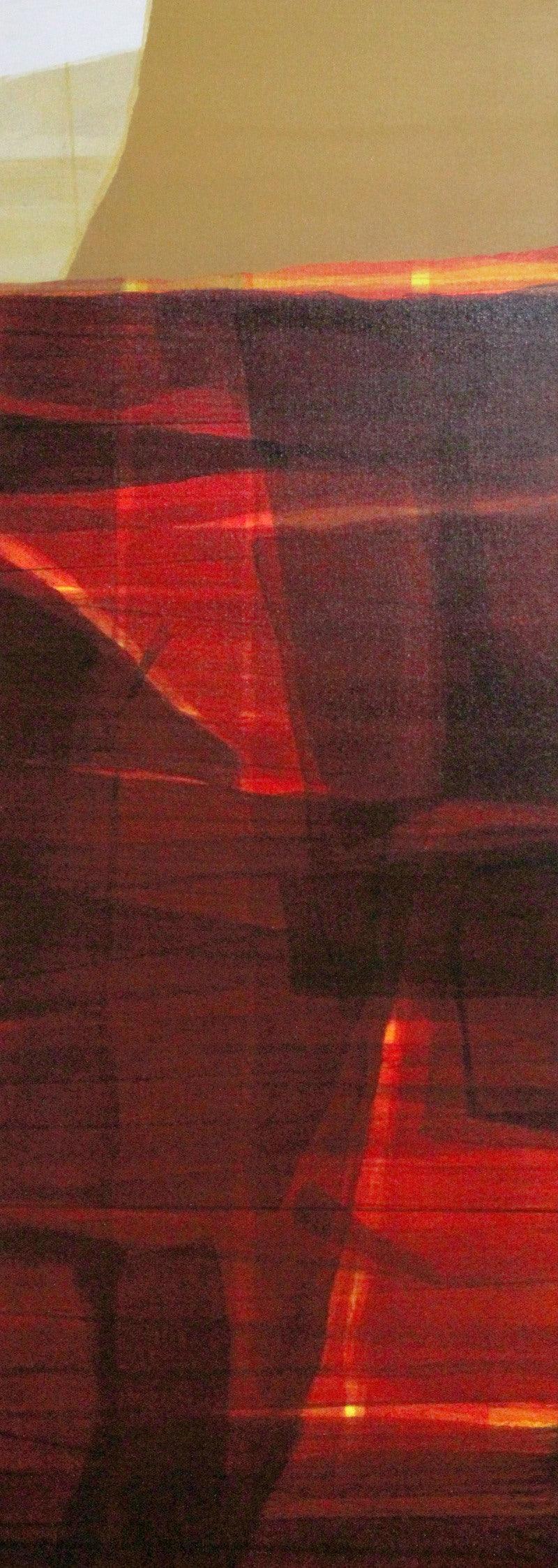 Abstract acrylic painting titled 'Untitled 2', 48x16 inches, by artist Mukhtar Kazi on Canvas