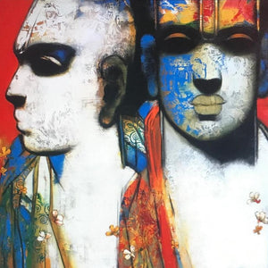 Religious acrylic painting titled 'Untitled 2', 48x48 inches, by artist Sujata Achrekar on Canvas