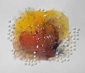 Abstract mixed media painting titled 'Untitled 2', 8x8 inches, by artist Jai Chouhan on Paper