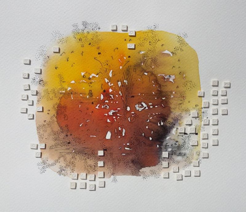 Abstract mixed media painting titled 'Untitled 2', 8x8 inches, by artist Jai Chouhan on Paper