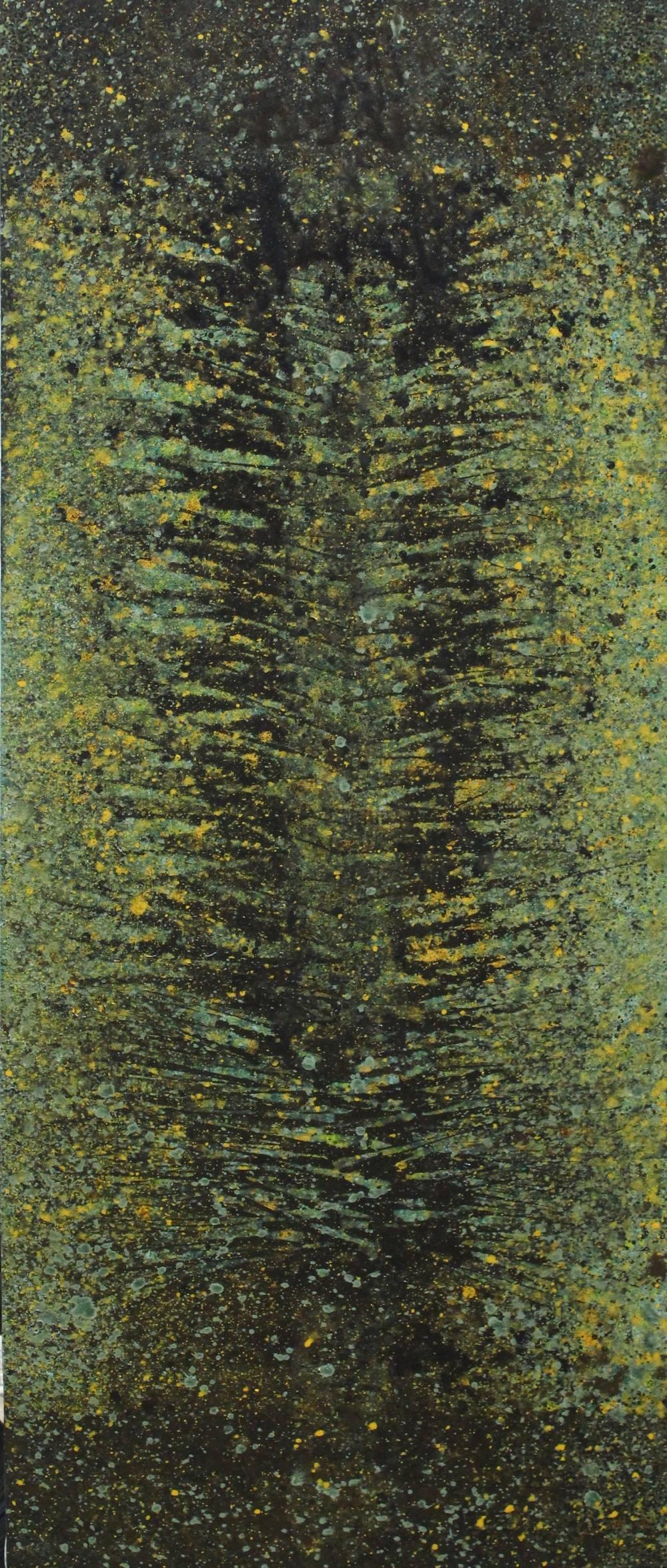 Abstract acrylic painting titled 'Untitled 2', 60x24 inches, by artist Shivaji Chavan on Canvas