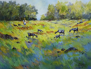 Landscape acrylic oil painting titled 'Untitled 2', 14x18 inches, by artist Riyaj Shikalgar on Paper