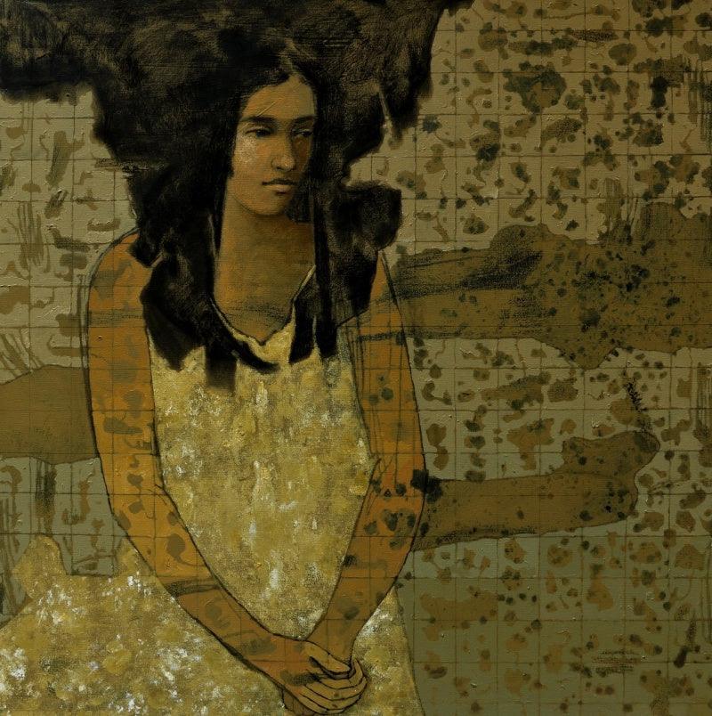 Figurative acrylic painting titled 'Untitled 2', 36x36 inches, by artist Swati Sable on Canvas