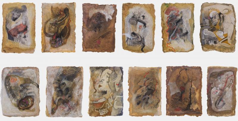 contemporary mixed media painting titled 'Untitled 2', 17x35 inches, by artist Susmita Chowdhury on Treated Paper