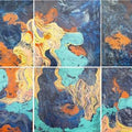 Abstract mixed media painting titled 'Untitled 2', 20x59 inches, by artist Vanchha Dixit on Wood