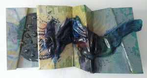 Abstract mixed media titled 'Untitled 2', 18x36 inches, by artist Balu Chaudhari on Acrylic Sheet