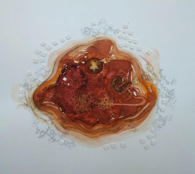 Abstract mixed media painting titled 'Untitled 2', 16x15 inches, by artist Jai Chouhan on Paper