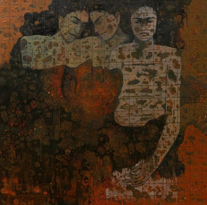 Figurative acrylic painting titled 'Untitled 20', 36x36 inches, by artist Swati Sable on Canvas