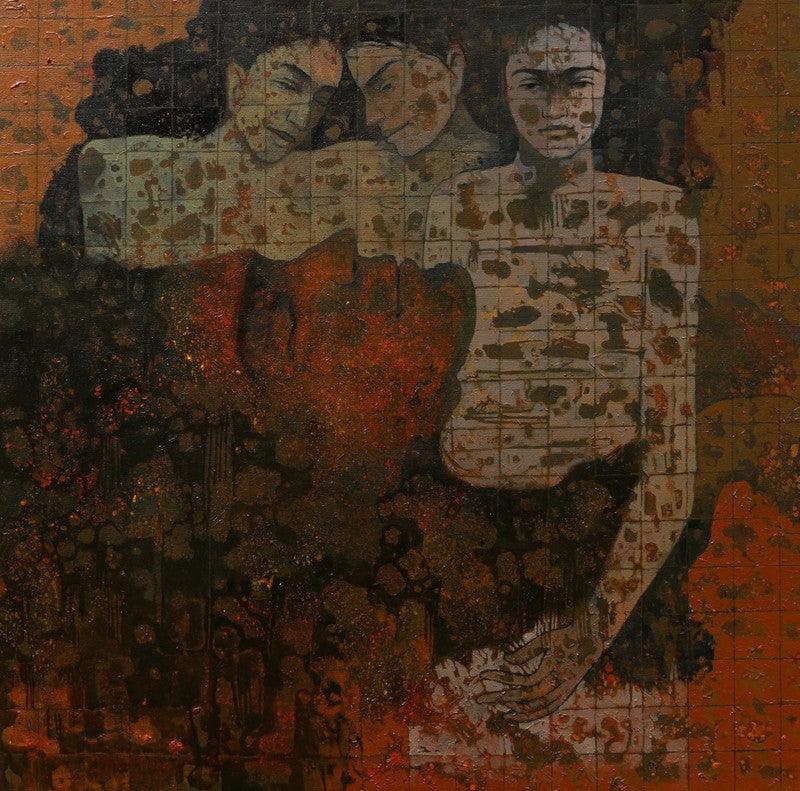 Figurative acrylic painting titled 'Untitled 20', 36x36 inches, by artist Swati Sable on Canvas