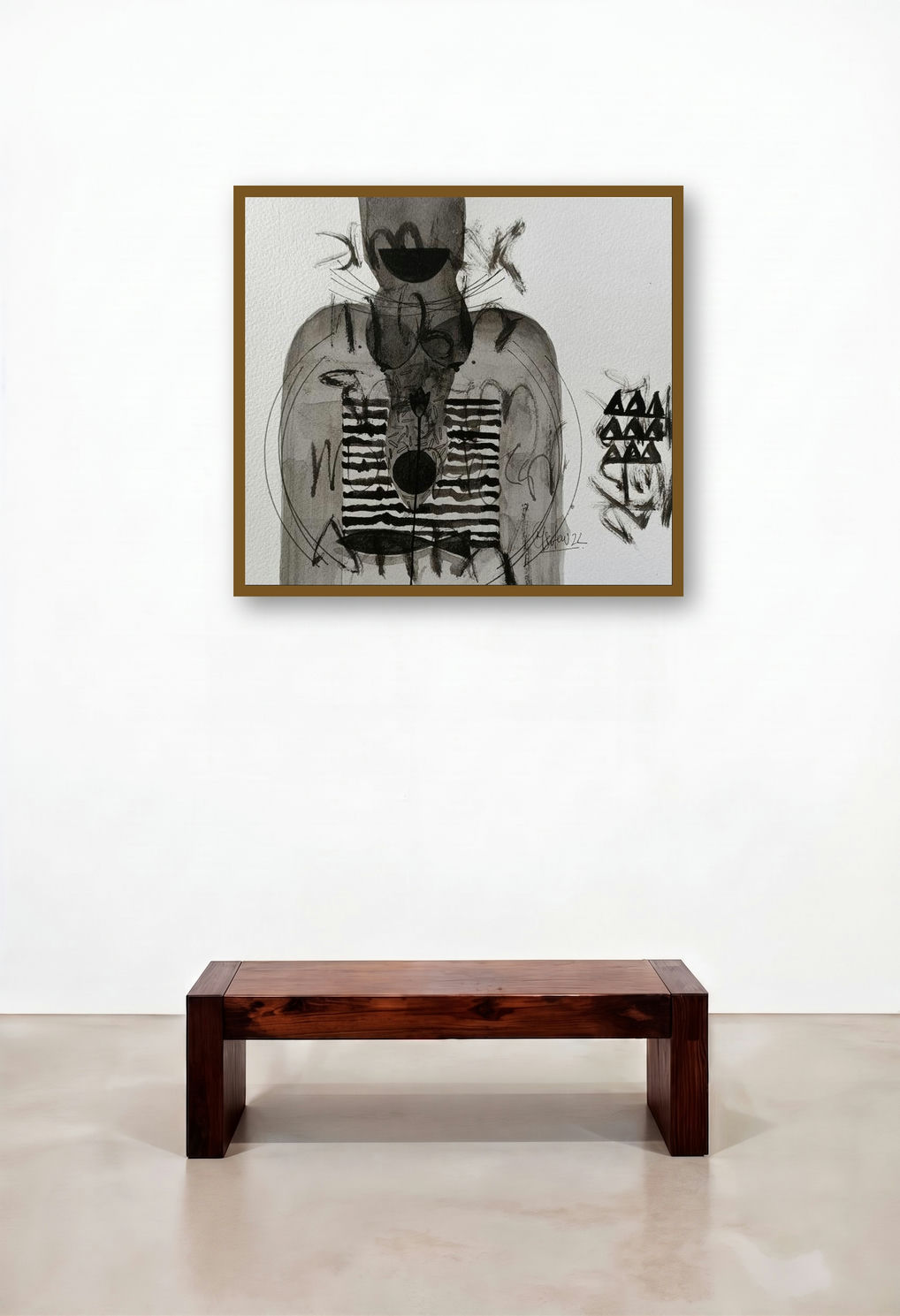 Untitled 201 (Enigma of the Soul) by artist Narendra Jatav displayed in a Transitional Home Office