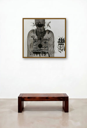 Untitled 201 (Enigma of the Soul) by artist Narendra Jatav displayed in a Transitional Home Office
