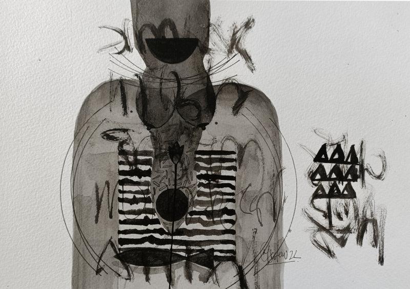 Abstract acrylic painting titled 'Untitled 201', 8x11 inches, by artist Narendra Jatav on Paper