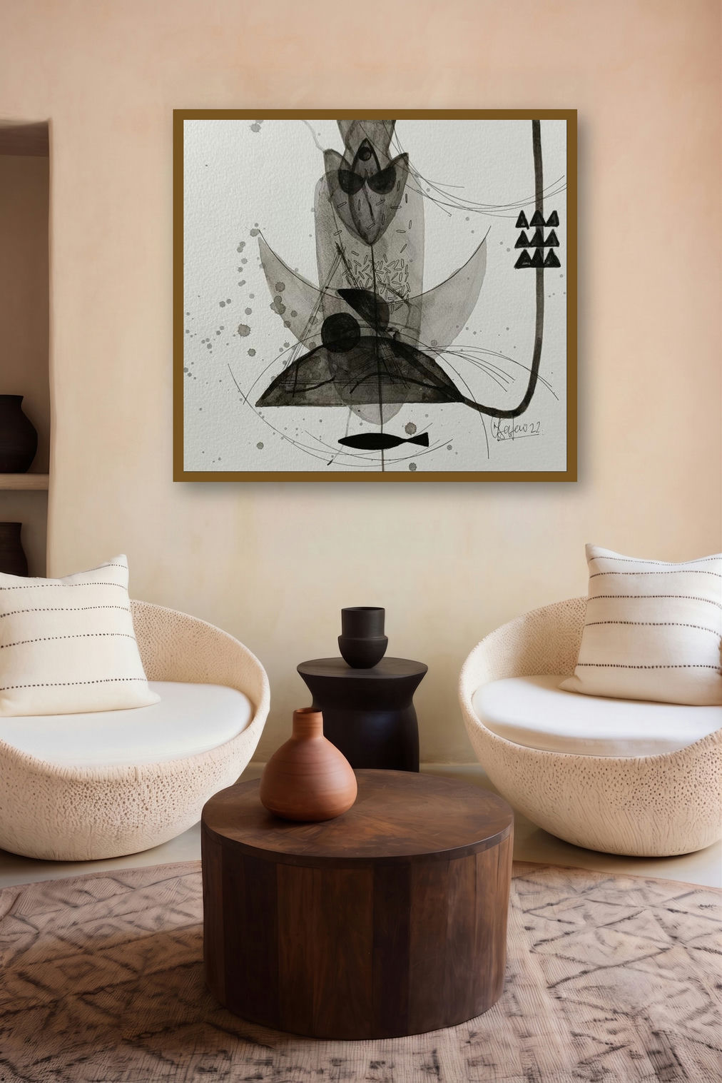 Untitled 203 (Celestial Dance) by artist Narendra Jatav displayed in a Designer gallery