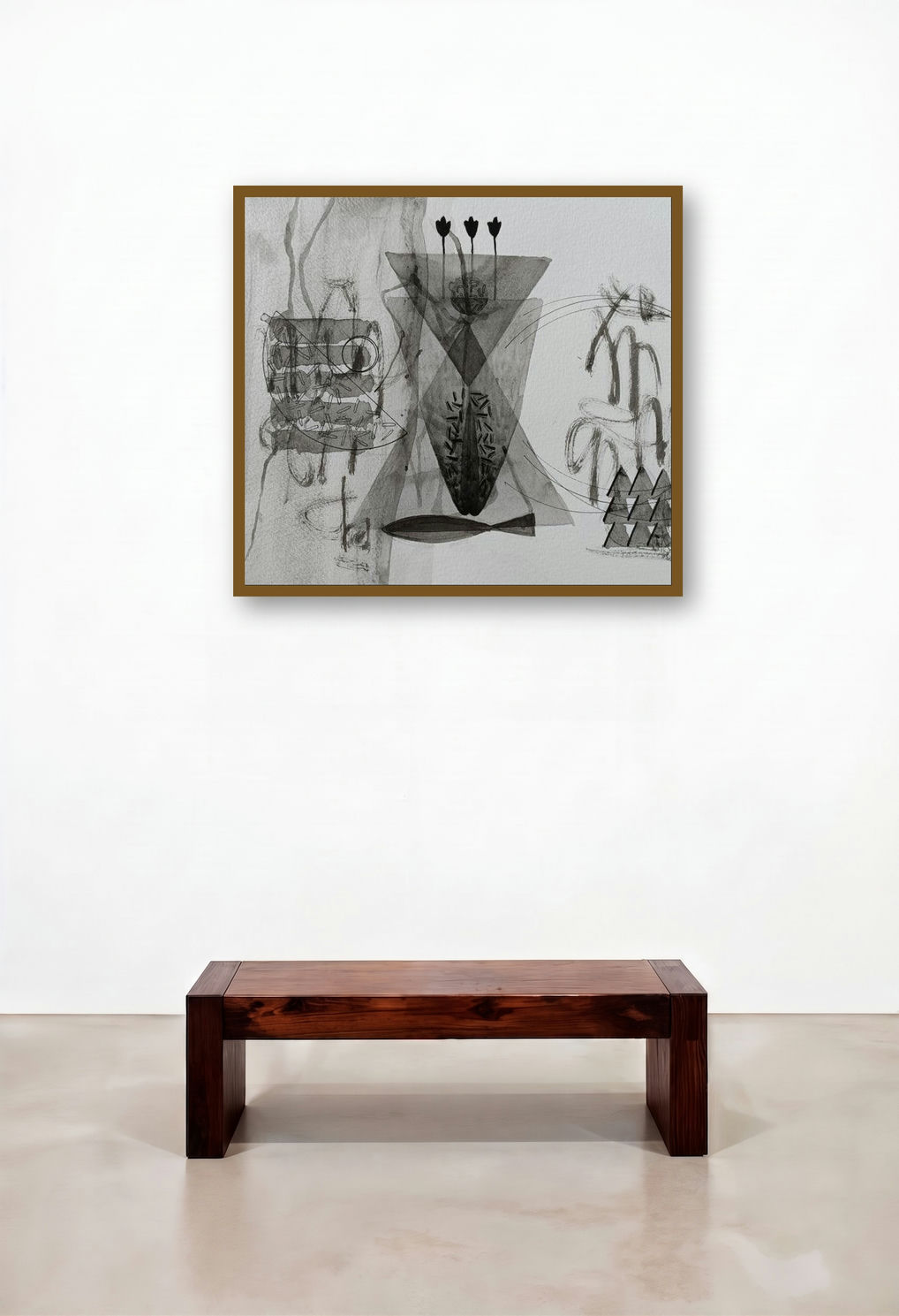 Untitled 204 (Cosmic Dance) by artist Narendra Jatav displayed in a Modern Dining Room