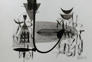 Abstract acrylic painting titled 'Untitled 206', 8x11 inches, by artist Narendra Jatav on Paper
