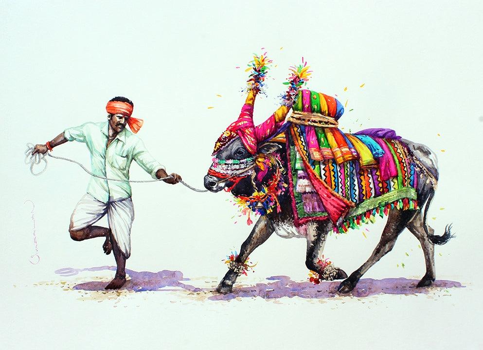 Figurative oil painting titled 'Untitled 21', 30x48 inches, by artist Siva Balan on Canvas