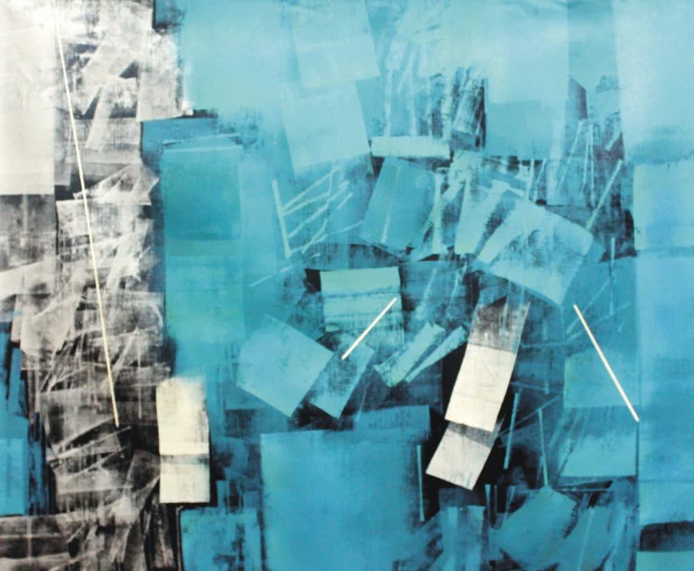 Abstract oil painting titled 'Untitled 21', 36x48 inches, by artist Sudhir Talmale on Canvas