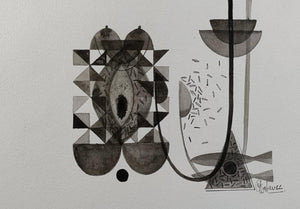 Abstract acrylic painting titled 'Untitled 211', 8x11 inches, by artist Narendra Jatav on Paper