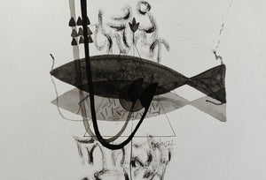 Abstract acrylic painting titled 'Untitled 215', 8x11 inches, by artist Narendra Jatav on Paper
