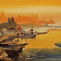 Seascape acrylic painting titled 'Untitled 22', 24x48 inches, by artist Hari Dhongade on Canvas