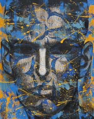 Portrait acrylic painting titled 'Untitled 22', 43x35 inches, by artist Vijay Shelar on Canvas