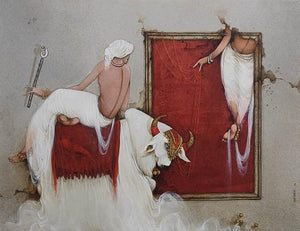 Figurative acrylic painting titled 'Untitled 23', 36x48 inches, by artist Mintu Mallick on Canvas