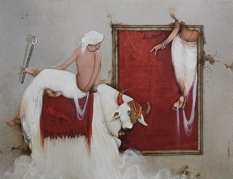 Figurative acrylic painting titled 'Untitled 23', 36x48 inches, by artist Mintu Mallick on Canvas